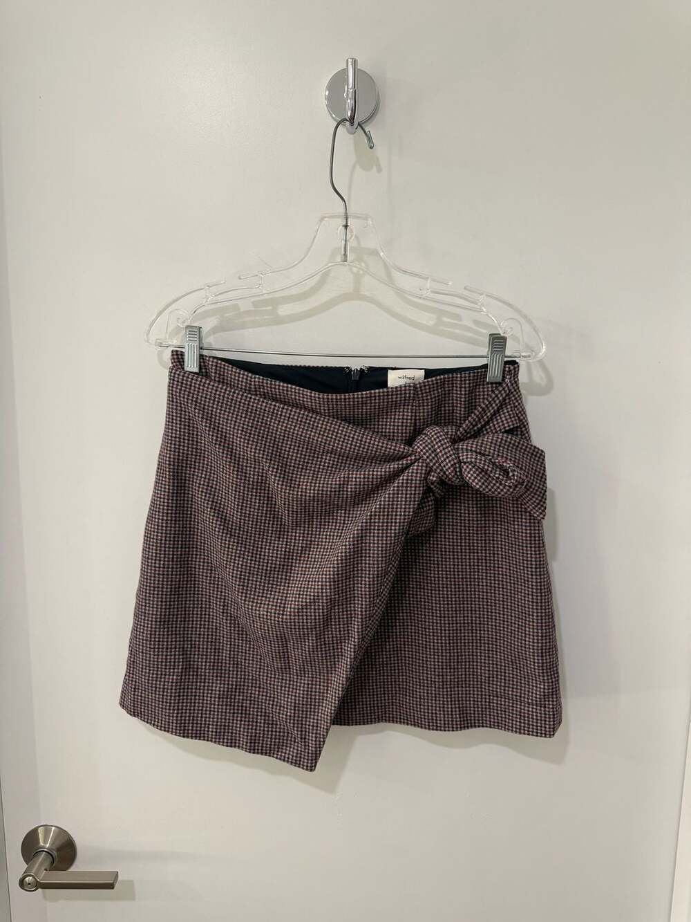 Wilfred Aritzia Eliot Plaid Wrap-Front Mini Skirt